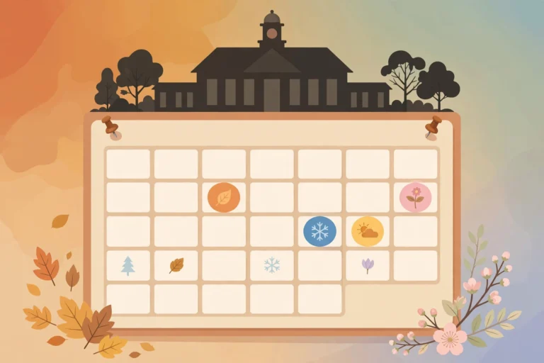 School year calendar showing EPISD key dates, holidays and breaks
