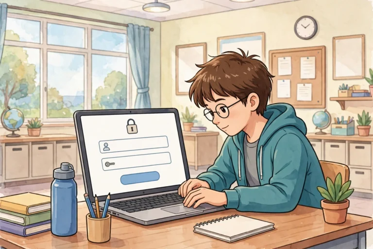 Student logging into Schoology EPISD on a computer